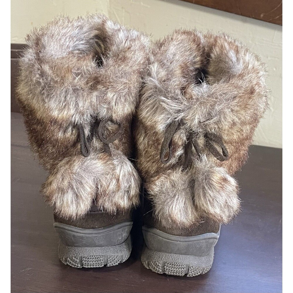 Minnetonka Suede Faux Fur Ankle Boots Brown Women's Size 6M - Picture 7 of 7